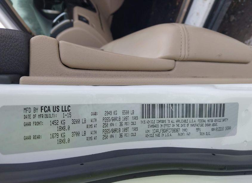 Photo 9 of 2015 Jeep Grand CHEROKEE LIMITED (VIN 1C4RJFBG0FC738387)