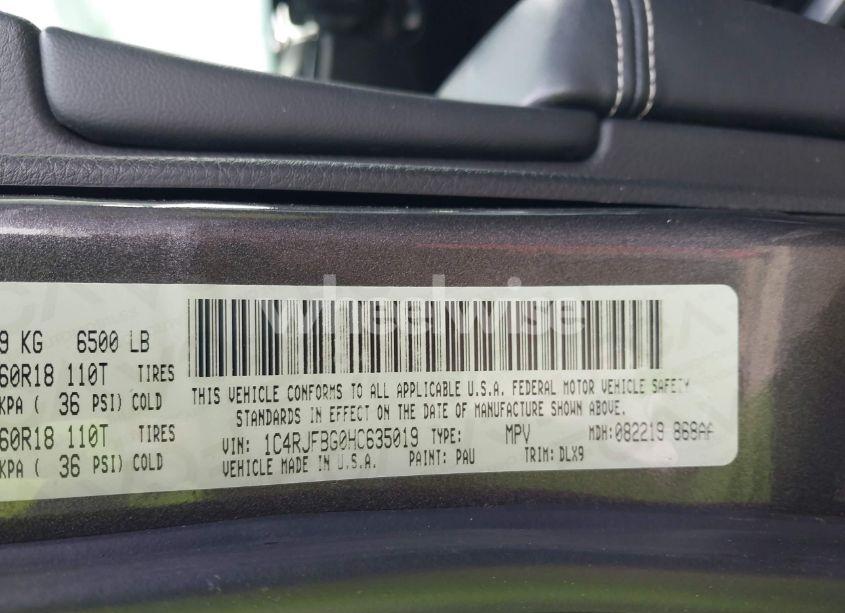 Photo 9 of 2017 Jeep Grand CHEROKEE LIMITED 4X4 (VIN 1C4RJFBG0HC635019)