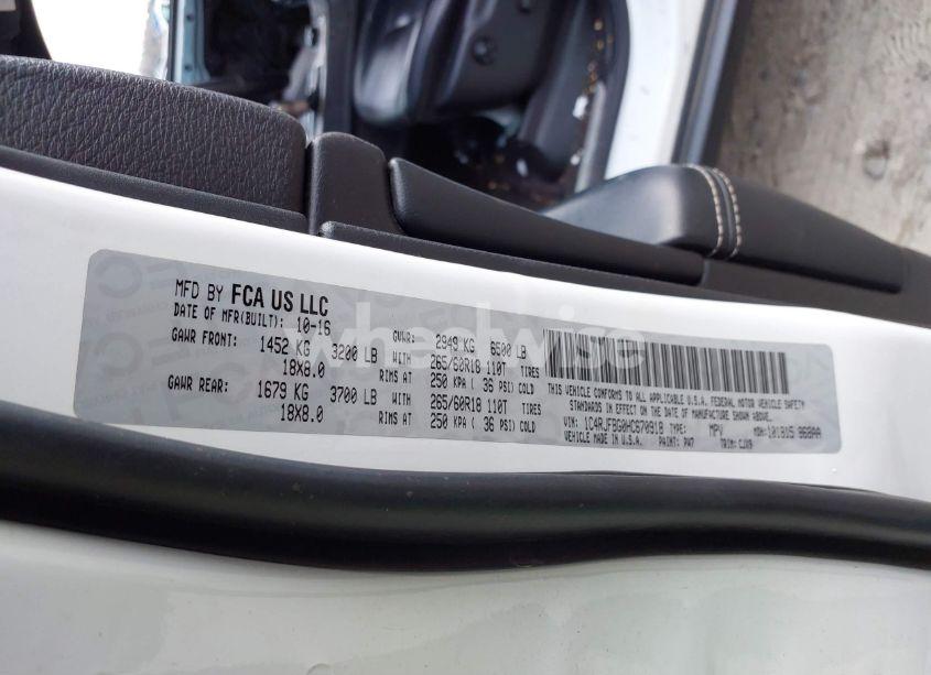 Photo 9 of 2017 Jeep Grand CHEROKEE LIMITED 4X4 (VIN 1C4RJFBG0HC670918)