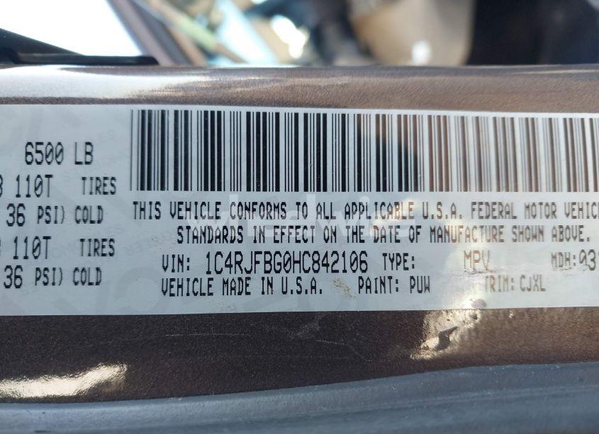 Photo 9 of 2017 Jeep Grand CHEROKEE LIMITED 4X4 (VIN 1C4RJFBG0HC842106)