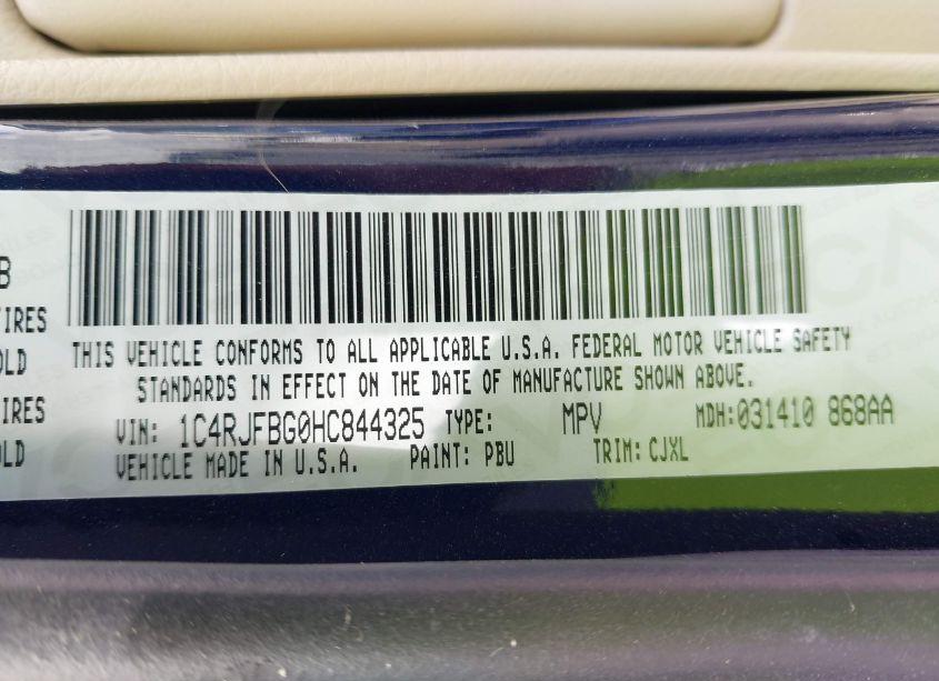 Photo 9 of 2017 Jeep Grand CHEROKEE LIMITED 4X4 (VIN 1C4RJFBG0HC844325)