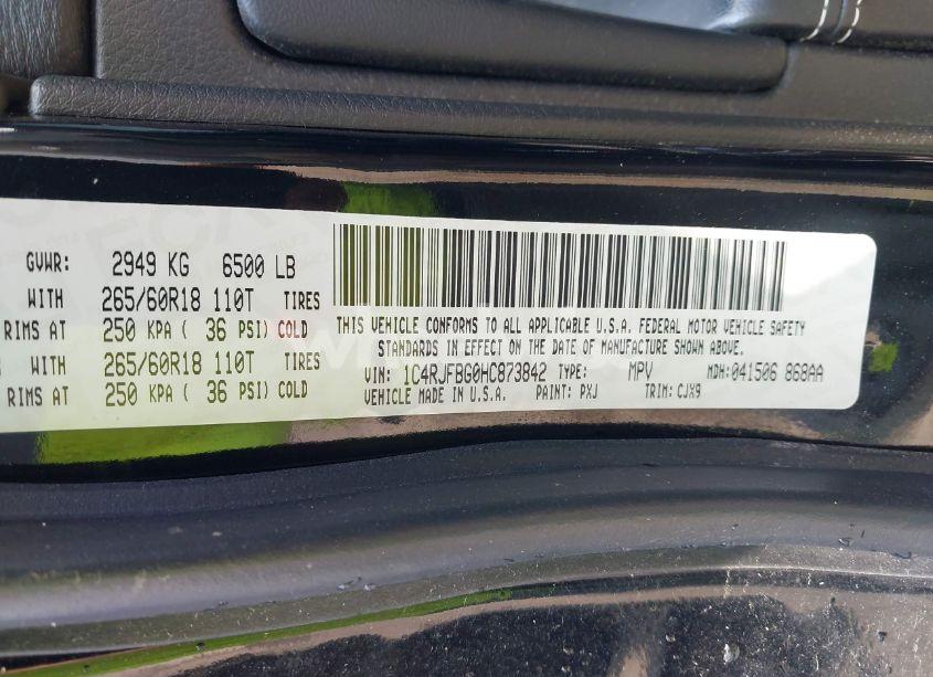 Photo 9 of 2017 Jeep Grand CHEROKEE LIMITED 4X4 (VIN 1C4RJFBG0HC873842)