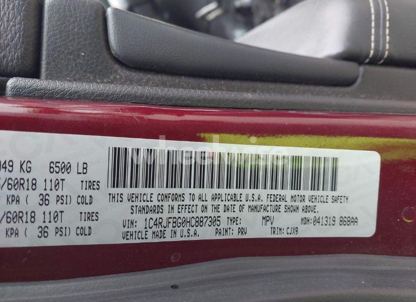 Photo 9 of 2017 Jeep Grand CHEROKEE LIMITED 4X4 (VIN 1C4RJFBG0HC887305)