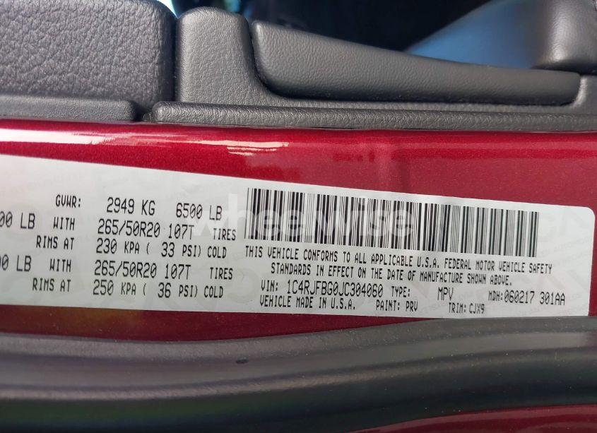 Photo 9 of 2018 Jeep Grand CHEROKEE LIMITED 4X4 (VIN 1C4RJFBG0JC304060)