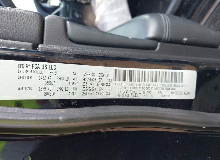 Photo 9 of 2020 Jeep Grand CHEROKEE LIMITED X 4X4 (VIN 1C4RJFBG0LC125701)