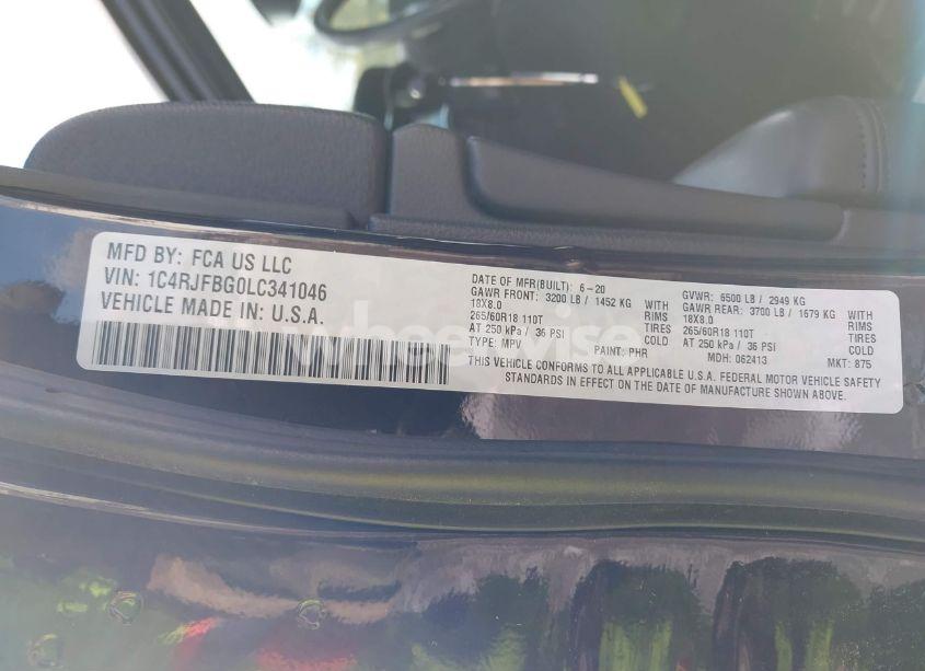 Photo 9 of 2020 Jeep Grand CHEROKEE LIMITED 4X4 (VIN 1C4RJFBG0LC341046)