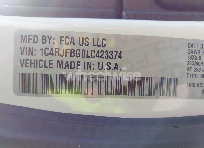 Photo 9 of 2020 Jeep Grand CHEROKEE LIMITED 4X4 (VIN 1C4RJFBG0LC423374)