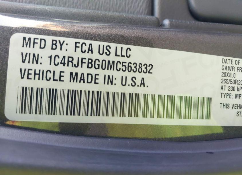 Photo 9 of 2021 Jeep Grand CHEROKEE 80TH ANNIVERSARY 4X4 (VIN 1C4RJFBG0MC563832)