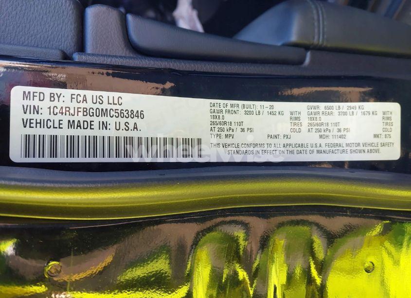 Photo 9 of 2021 Jeep Grand CHEROKEE LIMITED 4X4 (VIN 1C4RJFBG0MC563846)