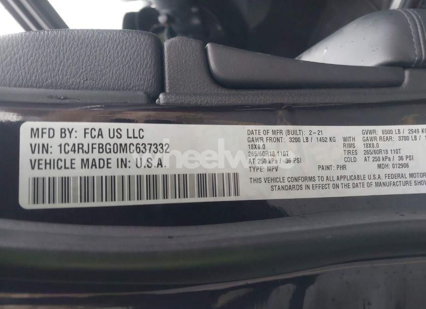 Photo 9 of 2021 Jeep Grand CHEROKEE LIMITED 4X4 (VIN 1C4RJFBG0MC637332)