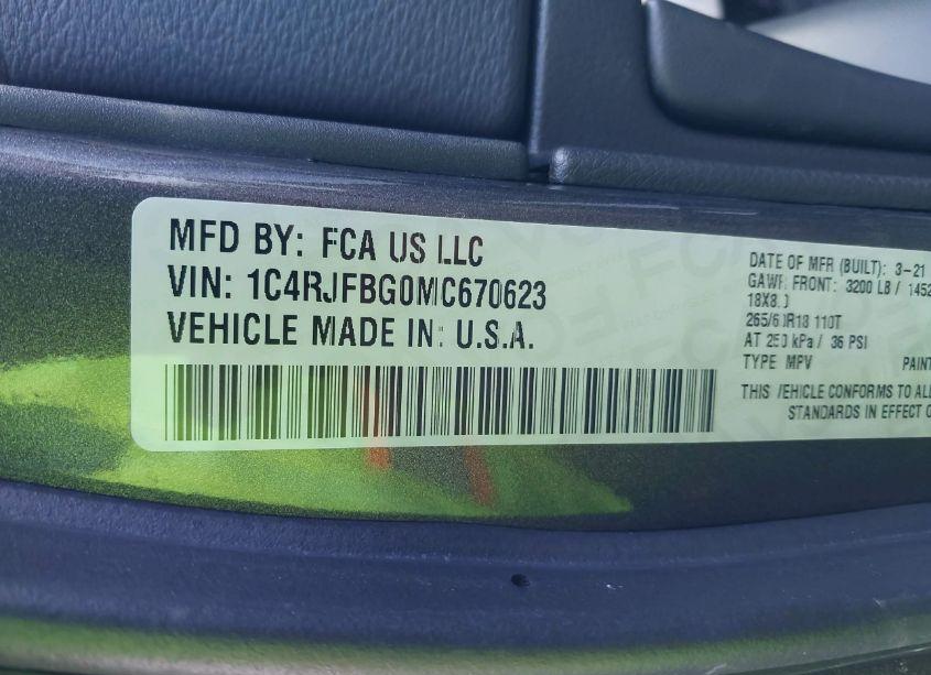 Photo 9 of 2021 Jeep Grand CHEROKEE LIMITED 4X4 (VIN 1C4RJFBG0MC670623)