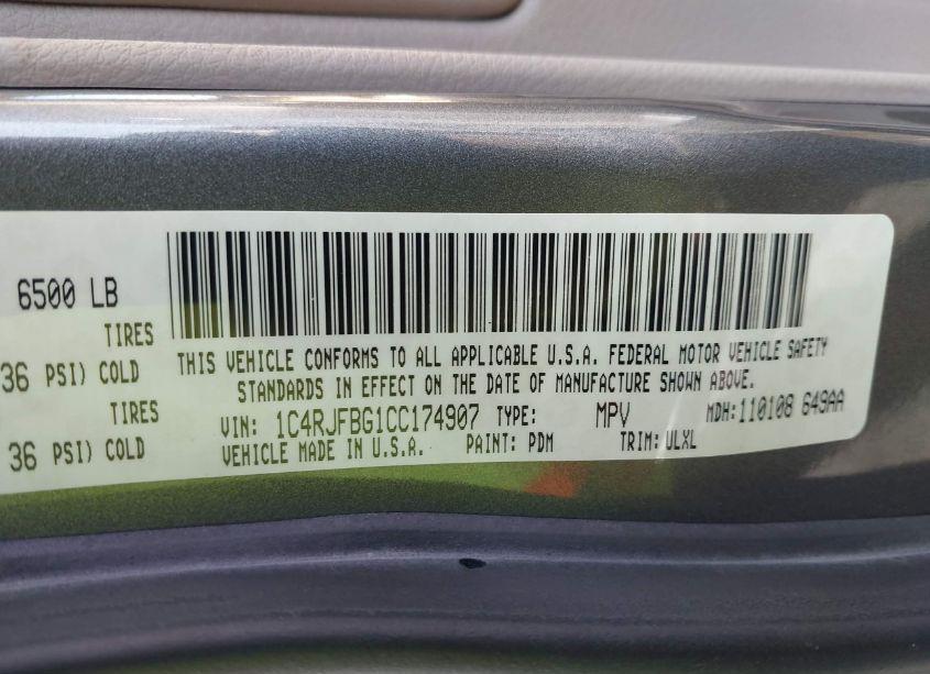 Photo 9 of 2012 Jeep Grand CHEROKEE LIMITED (VIN 1C4RJFBG1CC174907)