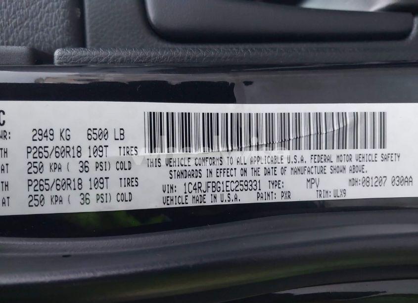 Photo 9 of 2014 Jeep Grand CHEROKEE LIMITED (VIN 1C4RJFBG1EC259331)