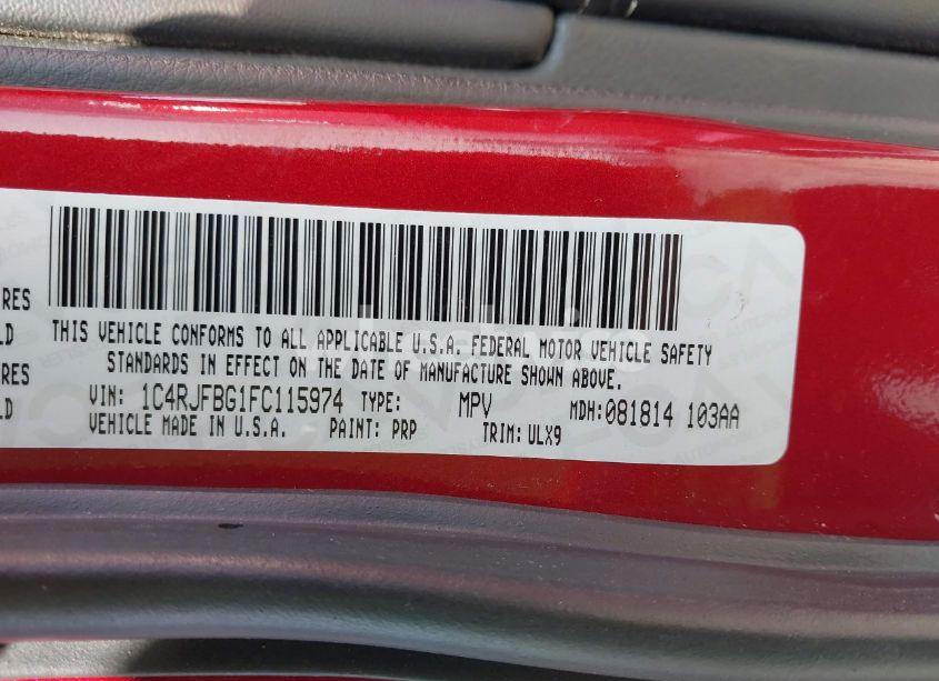 Photo 9 of 2015 Jeep Grand CHEROKEE LIMITED (VIN 1C4RJFBG1FC115974)