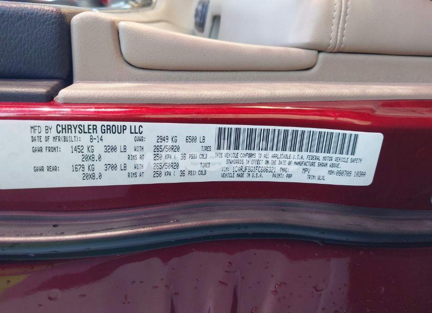 Photo 9 of 2015 Jeep Grand CHEROKEE LIMITED (VIN 1C4RJFBG1FC606321)