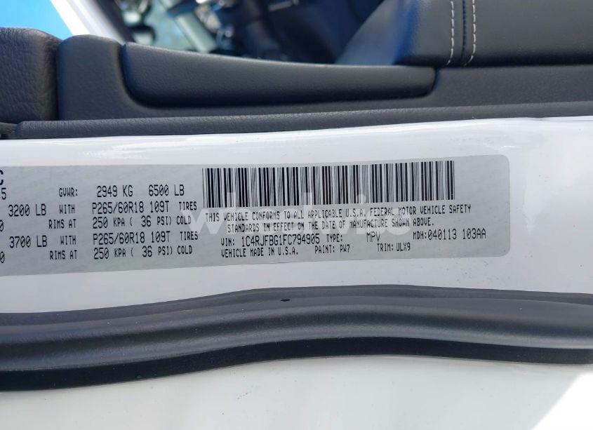 Photo 9 of 2015 Jeep Grand CHEROKEE LIMITED (VIN 1C4RJFBG1FC794905)