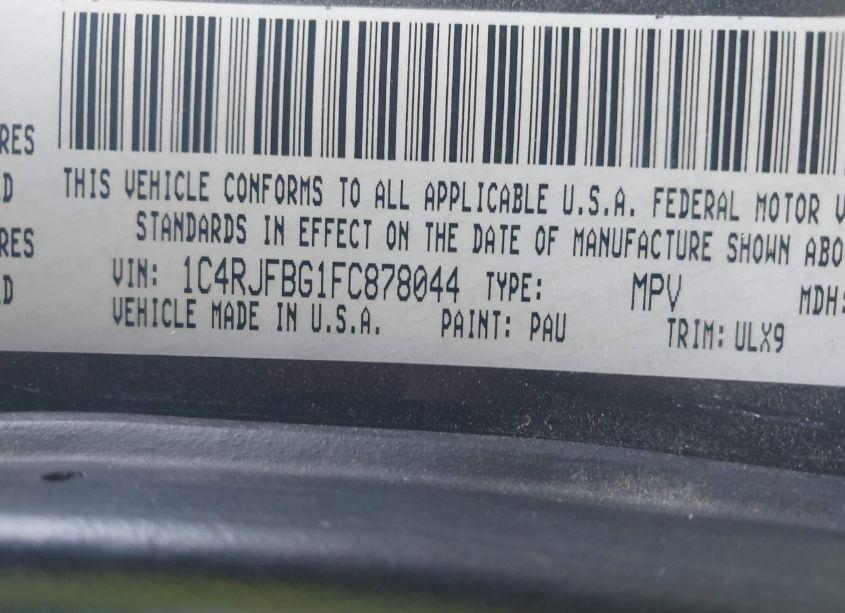 Photo 9 of 2015 Jeep Grand CHEROKEE LIMITED (VIN 1C4RJFBG1FC878044)