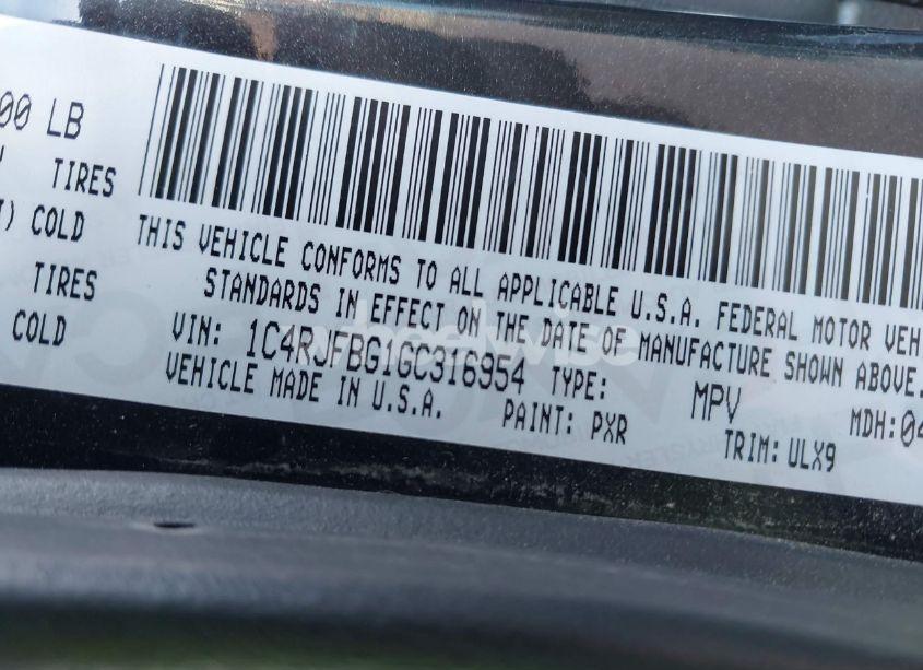 Photo 9 of 2016 Jeep Grand CHEROKEE LIMITED (VIN 1C4RJFBG1GC316954)