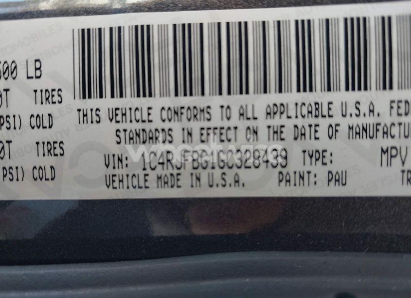 Photo 9 of 2016 Jeep Grand CHEROKEE LIMITED (VIN 1C4RJFBG1GC328439)