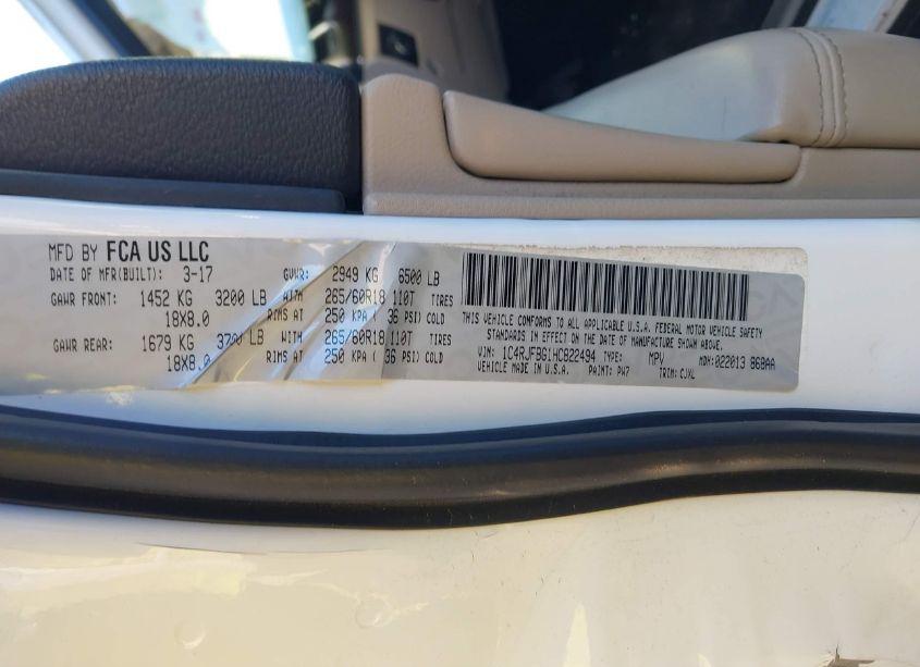 Photo 9 of 2017 Jeep Grand CHEROKEE LIMITED 4X4 (VIN 1C4RJFBG1HC822494)