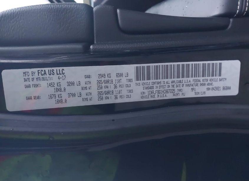 Photo 9 of 2017 Jeep Grand CHEROKEE LIMITED 4X4 (VIN 1C4RJFBG1HC867225)