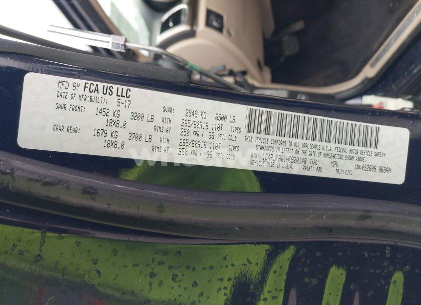 Photo 9 of 2017 Jeep Grand CHEROKEE LIMITED 4X4 (VIN 1C4RJFBG1HC920148)