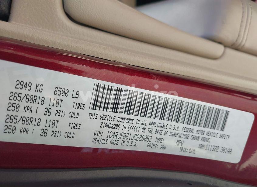 Photo 9 of 2018 Jeep Grand CHEROKEE LIMITED 4X4 (VIN 1C4RJFBG1JC229093)