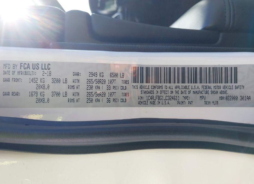 Photo 9 of 2018 Jeep Grand CHEROKEE STERLING EDITION 4X4 (VIN 1C4RJFBG1JC324611)