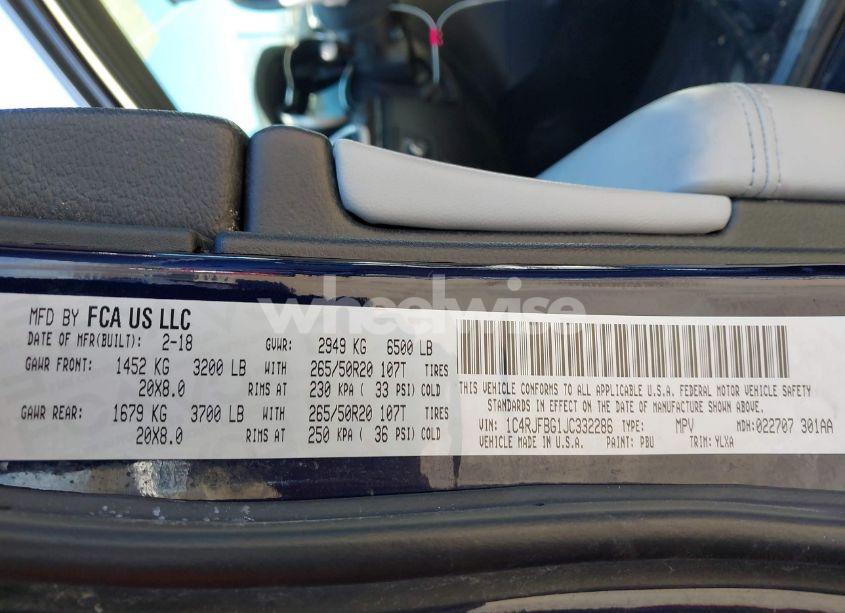 Photo 9 of 2018 Jeep Grand CHEROKEE STERLING EDITION 4X4 (VIN 1C4RJFBG1JC332286)