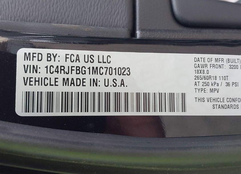 Photo 9 of 2021 Jeep Grand CHEROKEE LIMITED 4X4 (VIN 1C4RJFBG1MC701023)