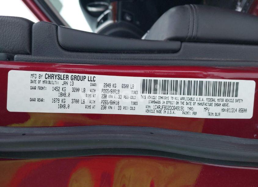 Photo 9 of 2013 Jeep Grand CHEROKEE LIMITED (VIN 1C4RJFBG2DC649191)