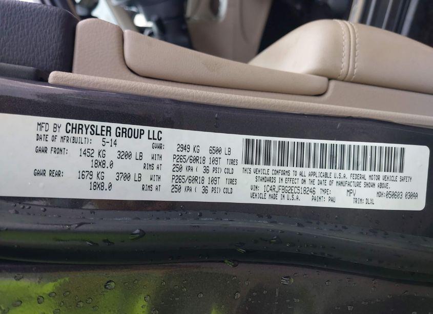 Photo 9 of 2014 Jeep Grand CHEROKEE LIMITED (VIN 1C4RJFBG2EC518246)