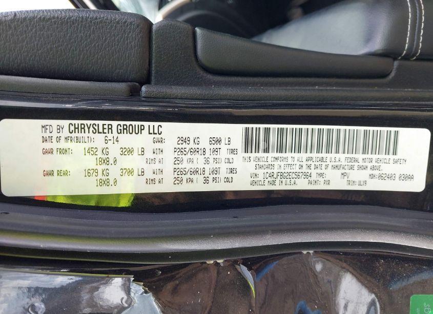 Photo 9 of 2014 Jeep Grand CHEROKEE LIMITED (VIN 1C4RJFBG2EC567964)