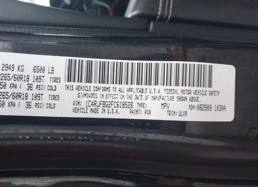 Photo 9 of 2015 Jeep Grand CHEROKEE LIMITED (VIN 1C4RJFBG2FC618526)