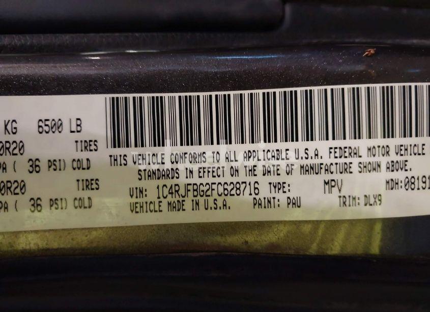 Photo 9 of 2015 Jeep Grand CHEROKEE LIMITED (VIN 1C4RJFBG2FC628716)