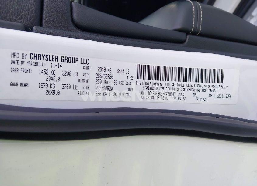 Photo 9 of 2015 Jeep Grand CHEROKEE LIMITED (VIN 1C4RJFBG2FC728847)