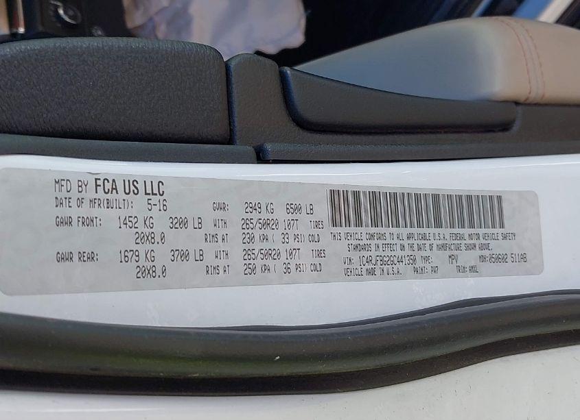 Photo 9 of 2016 Jeep Grand CHEROKEE LIMITED 75TH ANNIVERSARY (VIN 1C4RJFBG2GC441350)