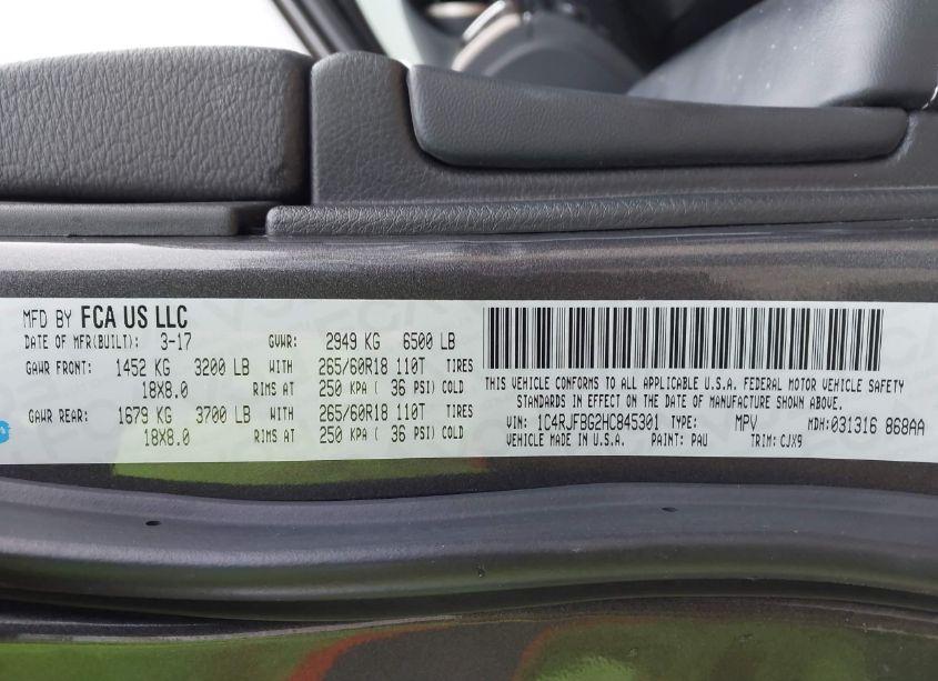 Photo 9 of 2017 Jeep Grand CHEROKEE LIMITED 4X4 (VIN 1C4RJFBG2HC845301)