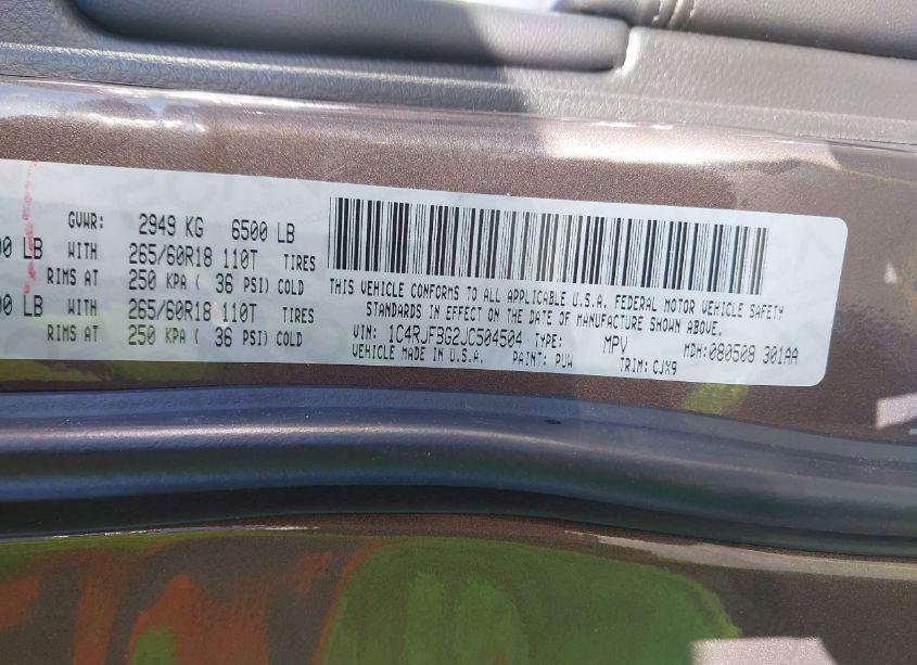 Photo 9 of 2018 Jeep Grand CHEROKEE LIMITED 4X4 (VIN 1C4RJFBG2JC504504)