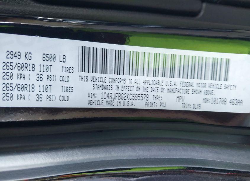 Photo 9 of 2019 Jeep Grand CHEROKEE LIMITED 4X4 (VIN 1C4RJFBG2KC595579)