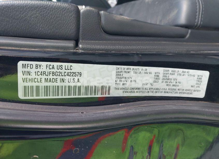 Photo 9 of 2020 Jeep Grand CHEROKEE LIMITED X 4X4 (VIN 1C4RJFBG2LC422579)