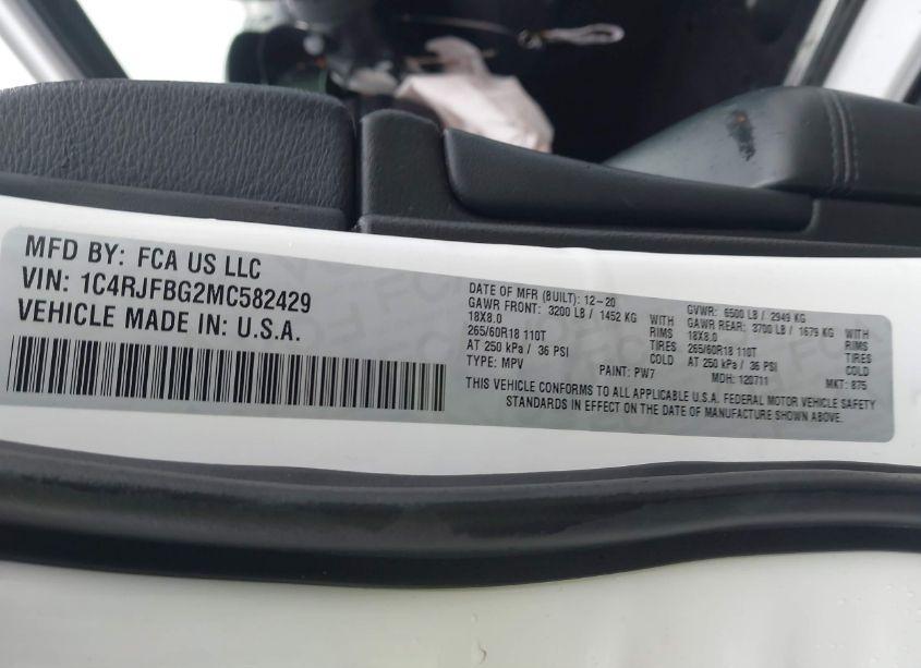 Photo 8 of 2021 Jeep Grand CHEROKEE LIMITED 4X4 (VIN 1C4RJFBG2MC582429)