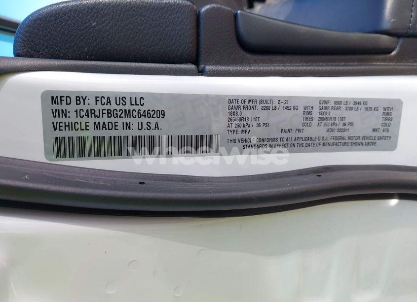 Photo 9 of 2021 Jeep Grand CHEROKEE LIMITED 4X4 (VIN 1C4RJFBG2MC646209)