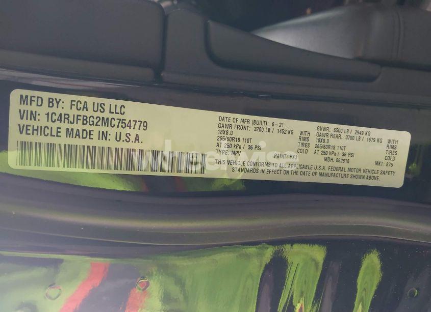 Photo 9 of 2021 Jeep Grand CHEROKEE LIMITED 4X4 (VIN 1C4RJFBG2MC754779)