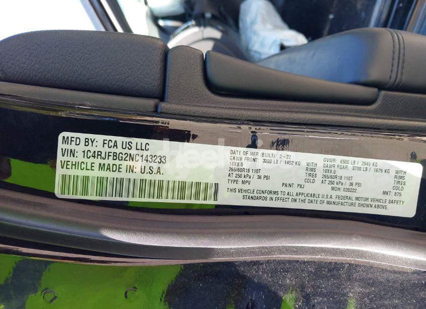 Photo 9 of 2022 Jeep Grand CHEROKEE WK LIMITED 4X4 (VIN 1C4RJFBG2NC143233)