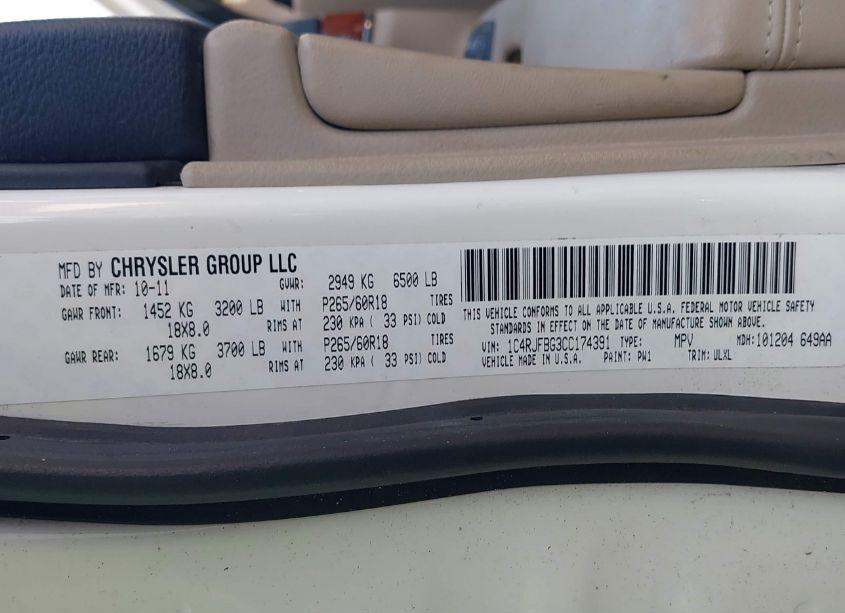 Photo 9 of 2012 Jeep Grand CHEROKEE LIMITED (VIN 1C4RJFBG3CC174391)