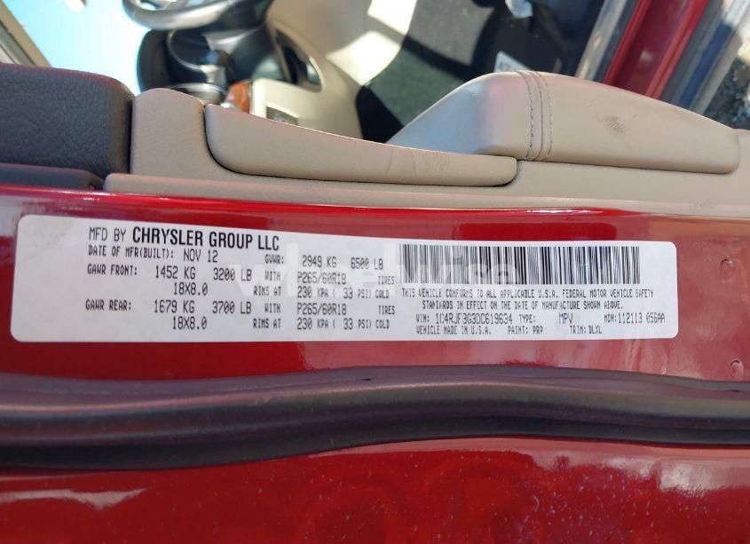 Photo 9 of 2013 Jeep Grand CHEROKEE LIMITED (VIN 1C4RJFBG3DC619634)