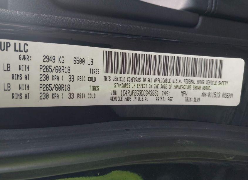 Photo 9 of 2013 Jeep Grand CHEROKEE LIMITED (VIN 1C4RJFBG3DC643951)