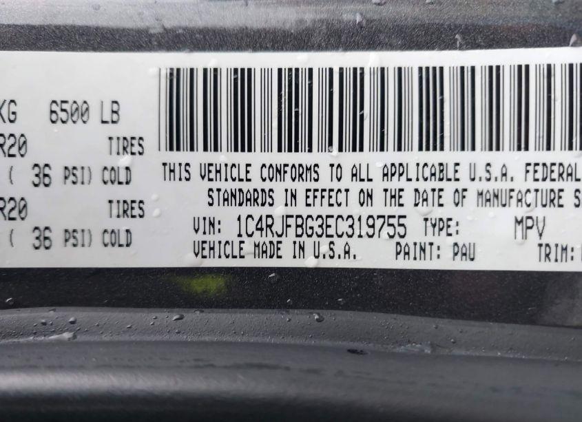 Photo 9 of 2014 Jeep Grand CHEROKEE LIMITED (VIN 1C4RJFBG3EC319755)