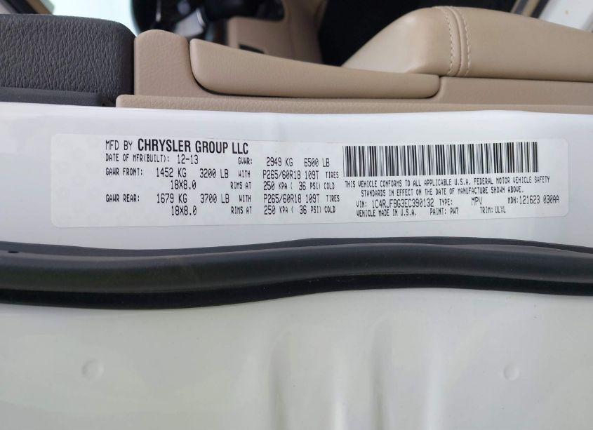 Photo 9 of 2014 Jeep Grand CHEROKEE LIMITED (VIN 1C4RJFBG3EC390132)